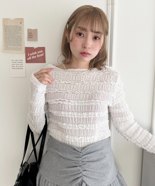 Loueme tシャツ 「5色展開」ホイップレースフリルトップス レディース