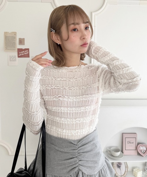 美品 self-portrait 総レース デザイントップス フリル ブラウス 楽天 