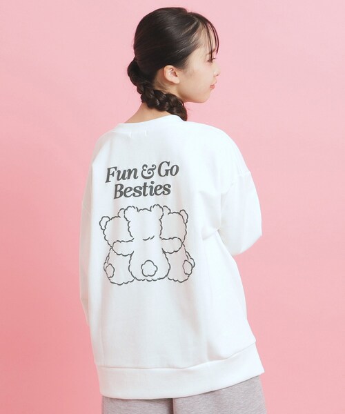ゆんママ★今季新作ピンクラテ★くまプリント裏起毛スウェット 140他 PINK-latte トレーナー 「人気シリーズ」クマ 裏起毛スウェット