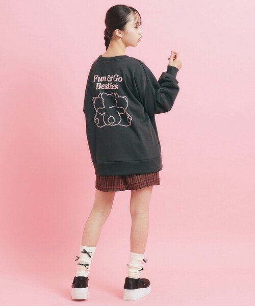 PINK-latte tシャツ 秋冬マストアイテム クマ裏毛スウェット