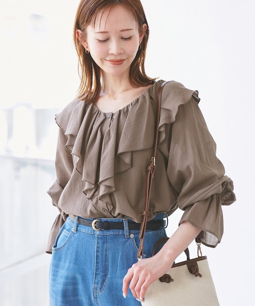 ブラウス シャツ コットンリネンボイル ペプラムブラウス レディース sakishimatokyo ブラウス シャツ 「sakishimatokyo premium