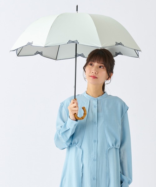 エスタ　estaa　グログランテープひねりリボン　レディース　折り畳み晴雨兼用傘 エスタ estaa 晴雨兼用折りたたみ日傘 ボーダーテープリボン