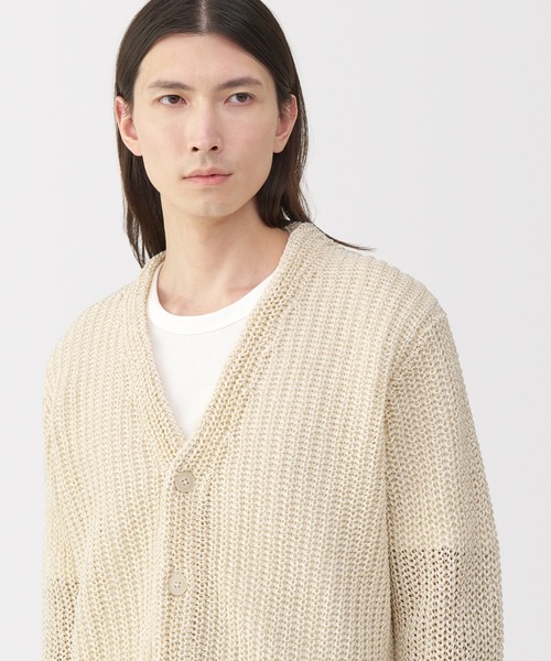 セール】〔MUJI Labo〕紳士 コットンローゲージニット長袖プル