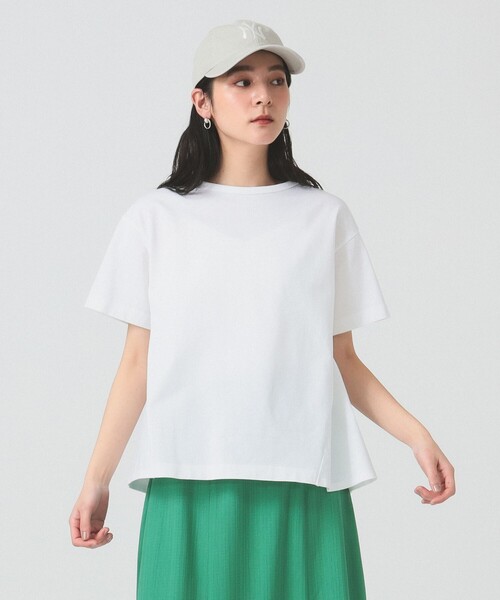 tシャツ バック フレア クルーネック Tシャツ 「洗える」 レディース