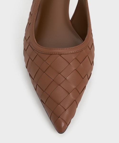 Charles & Keith パンプス ブラウン リボン CHARLES ＆ KEITH（チャールズ&キース） パンプス ウーブン ポイン