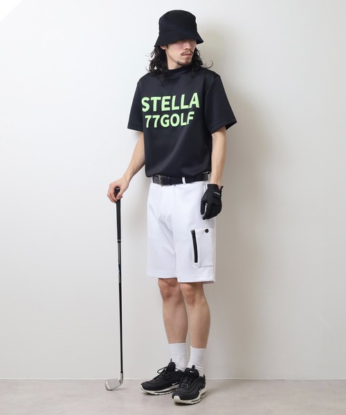 黒 ショートパンツ メンズ ゴルフ STELLA77GOLF パンツ 接触冷感ゴルフショートパンツ メンズ