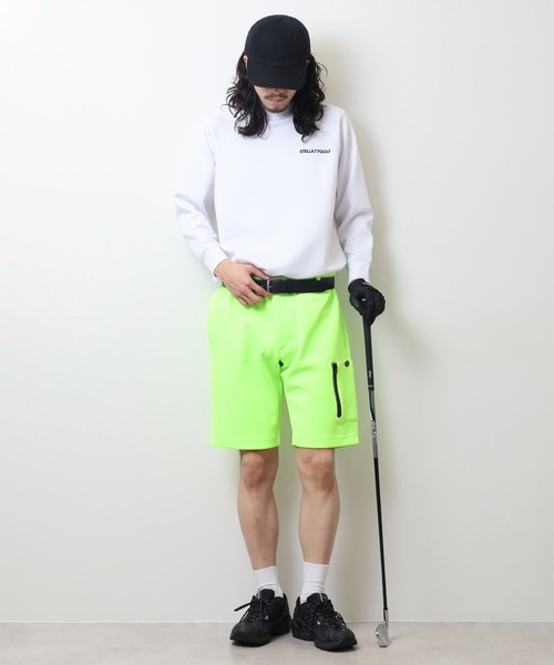 STELLA77GOLF パンツ 蛍光カラーゴルフショートパンツ メンズ