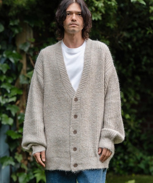 「CAMBIO」 ニットカーディガン M グレー メンズ_画像9