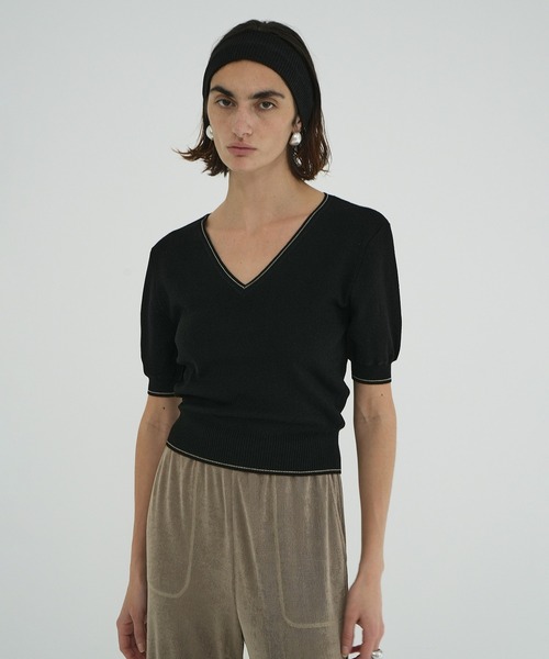 CLANE  Vネックニット グレー 美品 CLANE（クラネ） 正規商品 トップス フリル Vネック ニットトップス