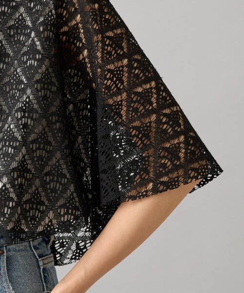 BEARDSLEY ブラック 麻レース ブラウス BEARDSLEY ブラウス シャツ 「15 quinze」リネンレースポンチョ