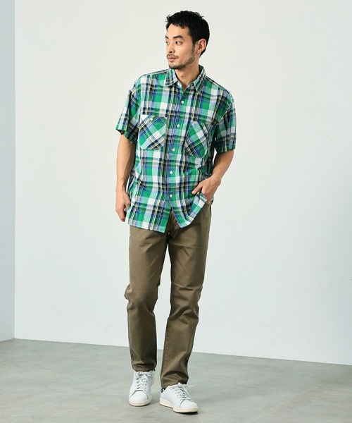 k*f様 【完売品】ENFOLD モスグリーンチェック柄 半袖シャツ EDWIN（エドウィン） シャツ チェックシャツ 半袖 メンズ : ZOZOTOWN