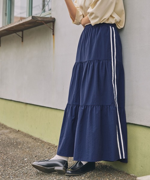 スカート サイドライン ティアード ロングスカート : ZOZOTOWN