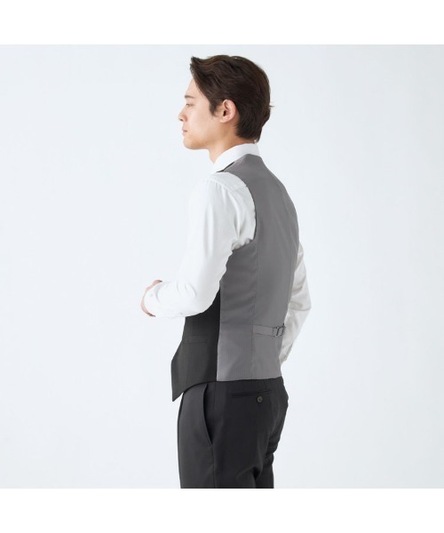 【美品】スーツセレクト　スリーピース　スーツ　ベストリバーシブル　グレー系　L SUIT SELECT スーツ ベスト 「通年」「結婚式・イベント