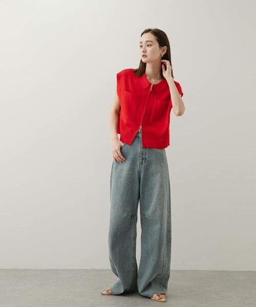 【美品】アルチビオ　ニット　セーター　ベージュ&レッド　38 SENSE OF PLACE by URBAN RESEARCH ニット セーター エリツキ