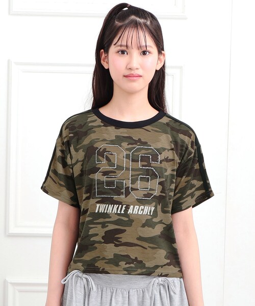 PINK-latte（ピンクラテ） tシャツ ラインストーンナンバリングTシャツ