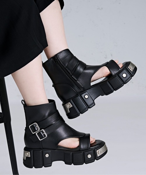 Ellno Loset サンダル メタルプレートブーツサンダル メンズ