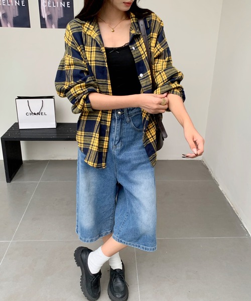 ブラウス シャツ チェック柄ルーズ長袖シャツ レディース : ZOZOTOWN