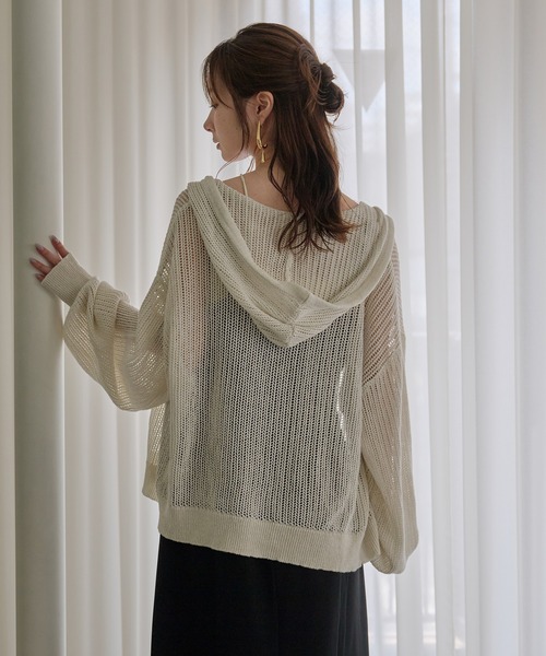 ラメシアーパーカー　ホワイト mideal パーカー glitter sheer hoodie / ラメシアーパーカー