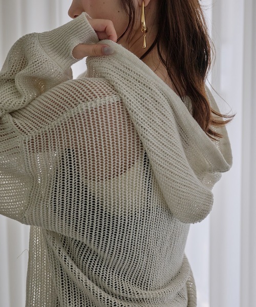 mideal パーカー glitter sheer hoodie / ラメシアーパーカー