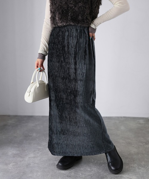 Riberry スカート ベロアプリーツナロースカート : ZOZOTOWN