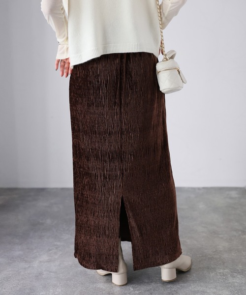 Riberry スカート ベロアプリーツナロースカート : ZOZOTOWN