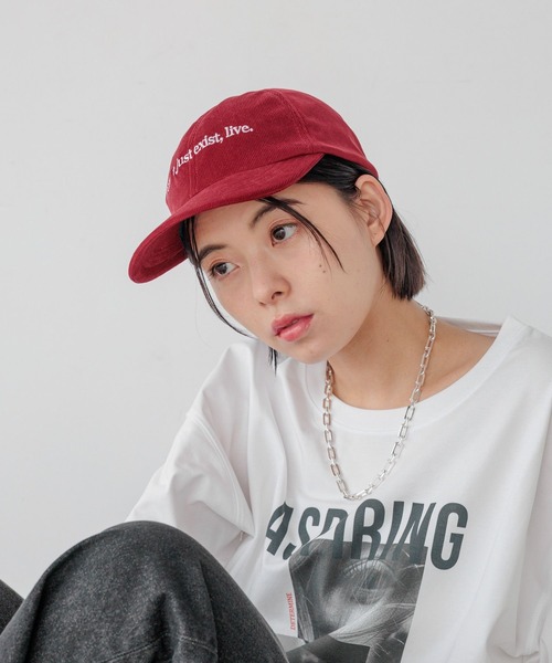 BAYFLOW 赤 BAYFLOW（ベイフロー） キャップ 帽子 コーデュロイ刺繍キャップ