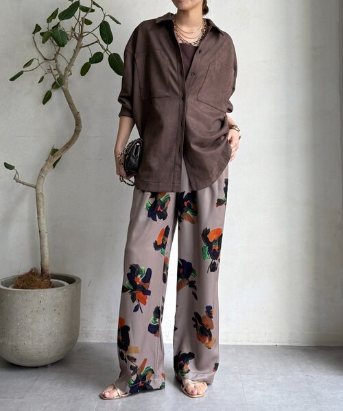 DouDou パンツ ビッグフラワープリントパンツ レディース : ZOZOTOWN  