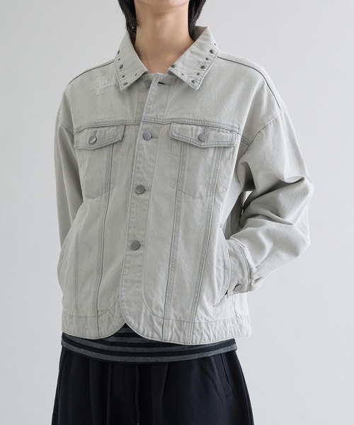 デニムジャケット gジャン Studs damage denim jacket / スタッズ