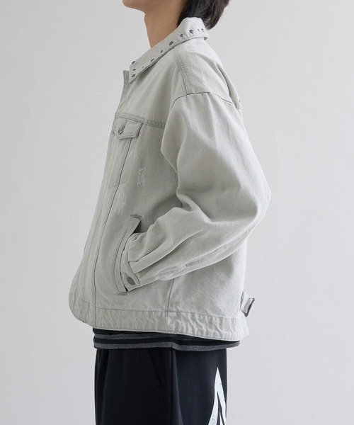 デニムジャケット gジャン Studs damage denim jacket / スタッズ