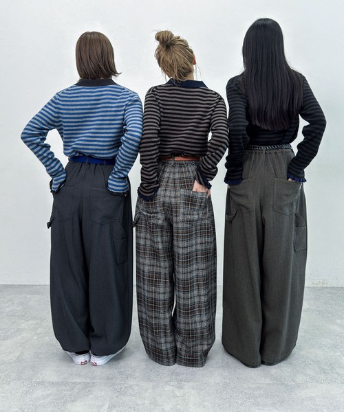 新品タグ付き　ニコアンド てぃらチェックゆるパンツ チャコール Mサイズ☆ 美品】nikoand ニコアンド てぃらチェックゆるパンツ チャコール