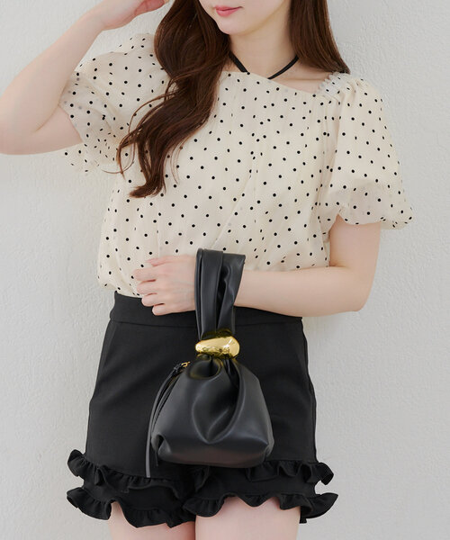 「continuer de NICE CLAUP」 半袖ブラウス FREE ブラック レディース_画像2