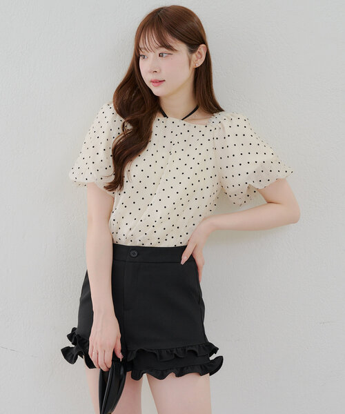 「continuer de NICE CLAUP」 半袖ブラウス FREE ブラック レディース_画像3