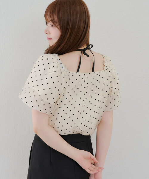 「continuer de NICE CLAUP」 半袖ブラウス FREE ブラック レディース_画像4