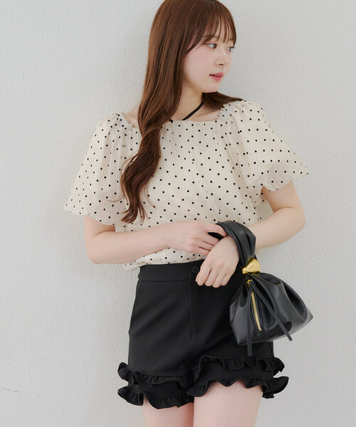 「continuer de NICE CLAUP」 半袖ブラウス FREE ブラック レディース_画像6