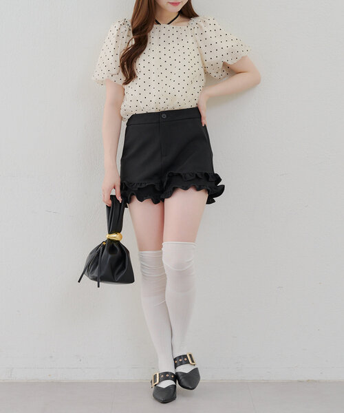 「continuer de NICE CLAUP」 半袖ブラウス FREE ブラック レディース_画像7