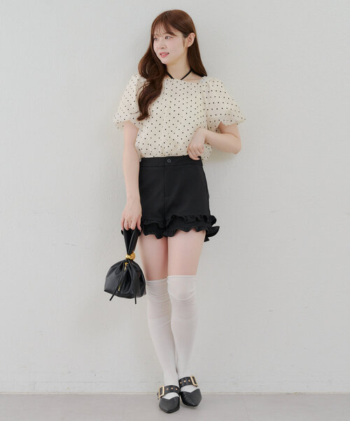 「continuer de NICE CLAUP」 半袖ブラウス FREE ブラック レディース_画像8