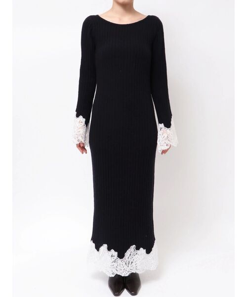 LAGUNAMOON（ラグナムーン） ワンピース レースドッキングリブニット