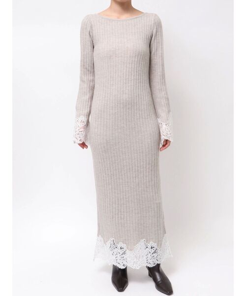 LAGUNAMOON（ラグナムーン） ワンピース レースドッキングリブニット