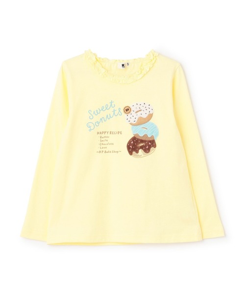 KP tシャツ ドーナツ柄アップリケ 長袖Tシャツ キッズ 子供服