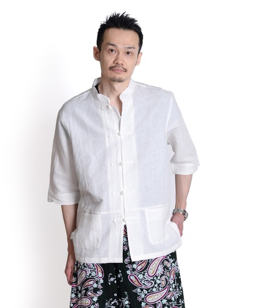 marai（マーライ） ブラウス シャツ 五分袖チャイナシャツ レディース