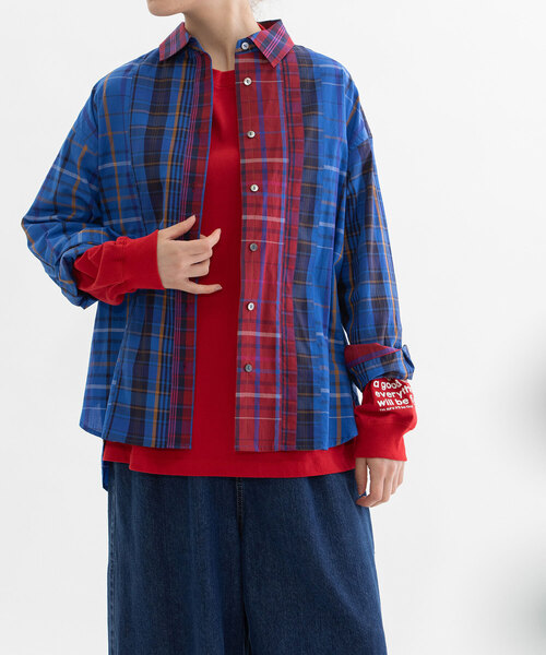 ノップドゥノッド（nop de nod）/miscタイプライターチェックオーバーサイズシャツ nop de nod（ノップドゥノッド） ブラウス シャツ miscタイプライター