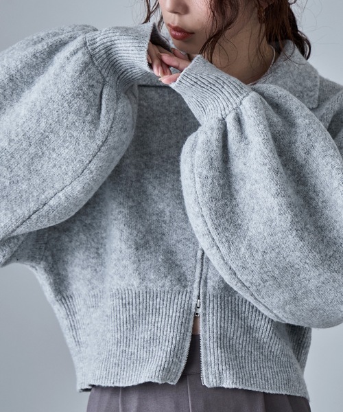 etoll.（エトル） カーディガン ダブルジップジャカードニット