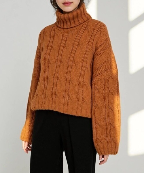 クレアalexiastam ハイネックケーブルニット cammie ニット セーター ハイネックケーブルニットトップス レディース