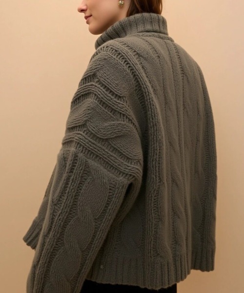 cammie ニット セーター ハイネックケーブルニットトップス レディース