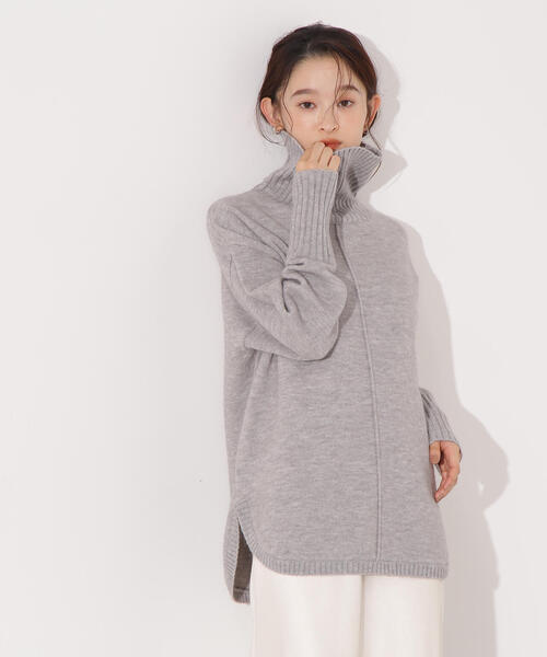 IRENE グレー　タートルネックニット 36 オーバーサイズ　ボタン IRENE グレー タートルネックニット 36 オーバーサイズ ボタン