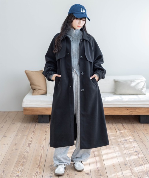 CLEAR BASIC コート アウター フェイクウールスタンドカラーロング