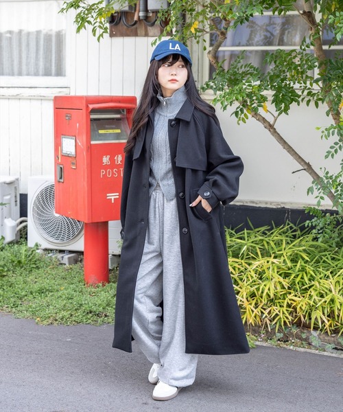 CLEAR BASIC コート アウター フェイクウールスタンドカラーロング