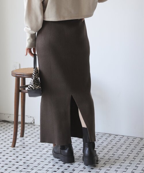 「RAY CASSIN」 ニットスカート FREE ライトカーキ レディース_画像3