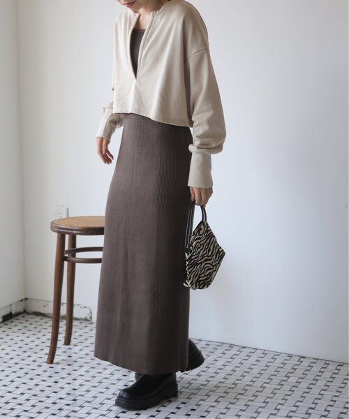 「RAY CASSIN」 ニットスカート FREE ライトカーキ レディース_画像4