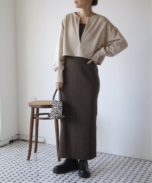 「RAY CASSIN」 ニットスカート FREE ライトカーキ レディース_画像5